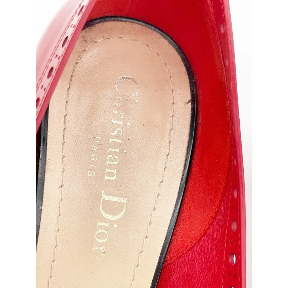 Dior Spectadior Red Black Brushed Calfskin Spectator Kitten Heel Pumps EU 39.5